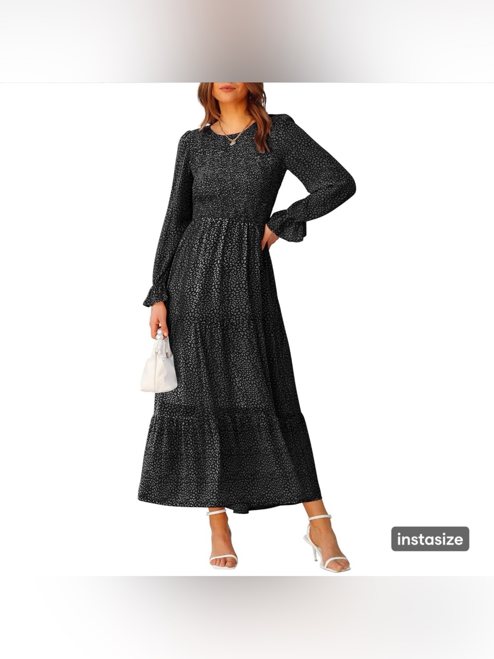 Amazon Black Maxi Dress with White Animal Print